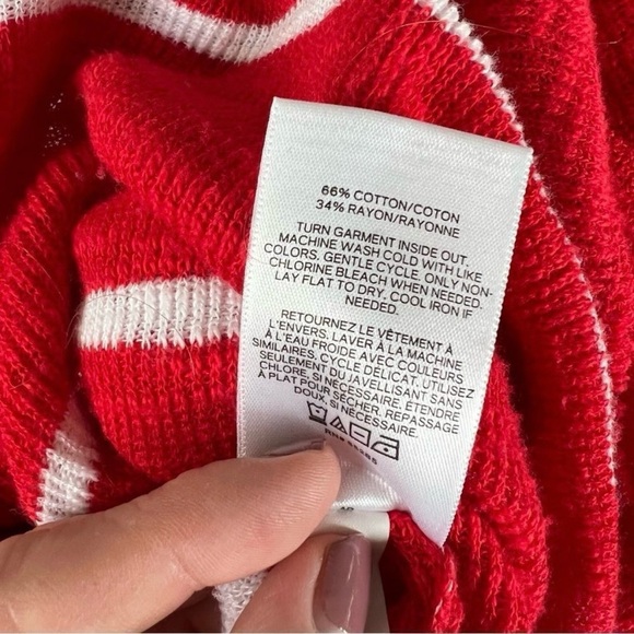 Express Red Striped Drop Shoulder Circle Hem Tunic Sweater - Picture 8 of 8